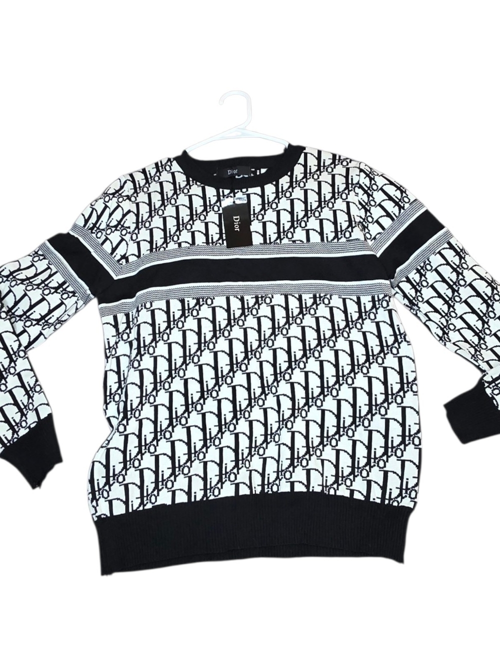 Brand New With Tags!!Dior Black and White Oblique Knit Sweater - (Size M/L?)